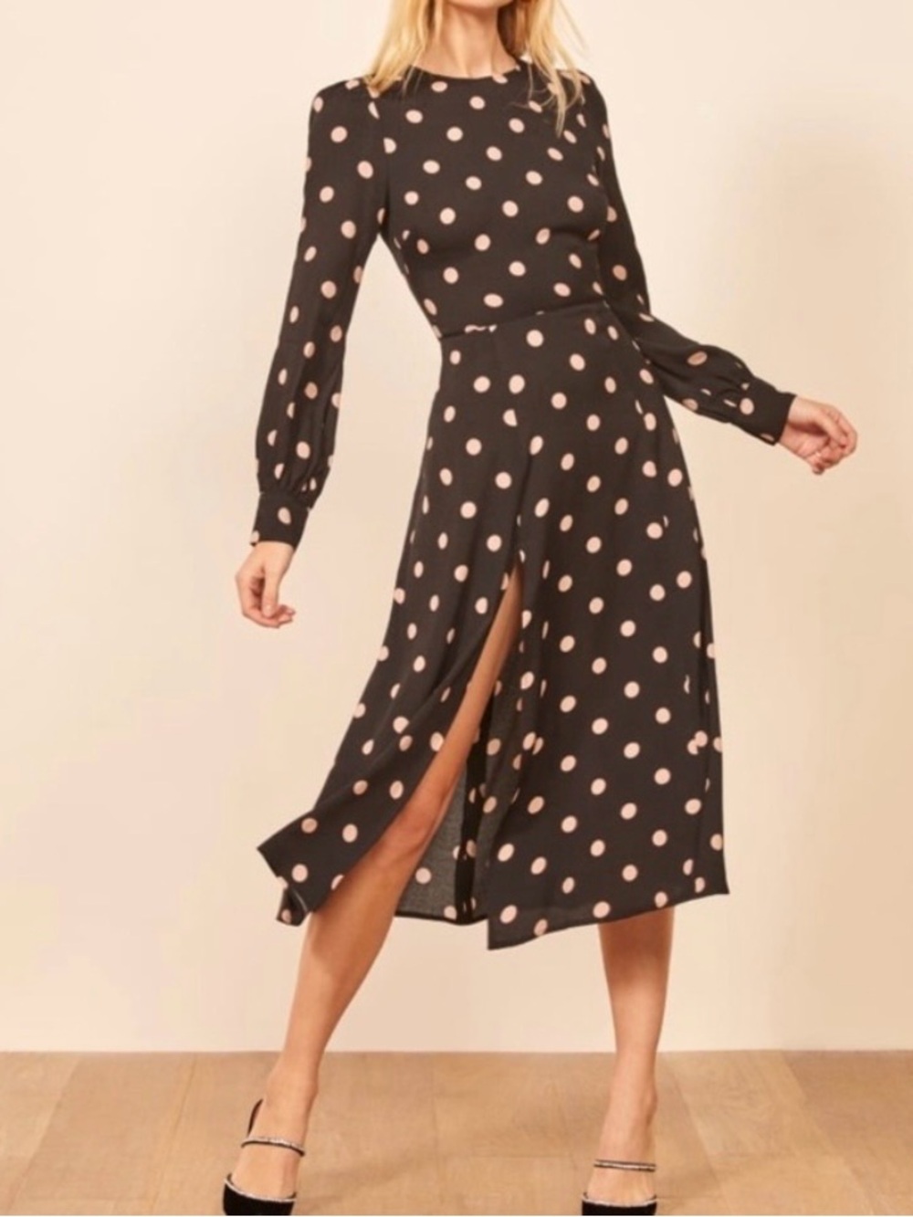 Reformation Polka Dot Midi Dress - Picture 2 of 7